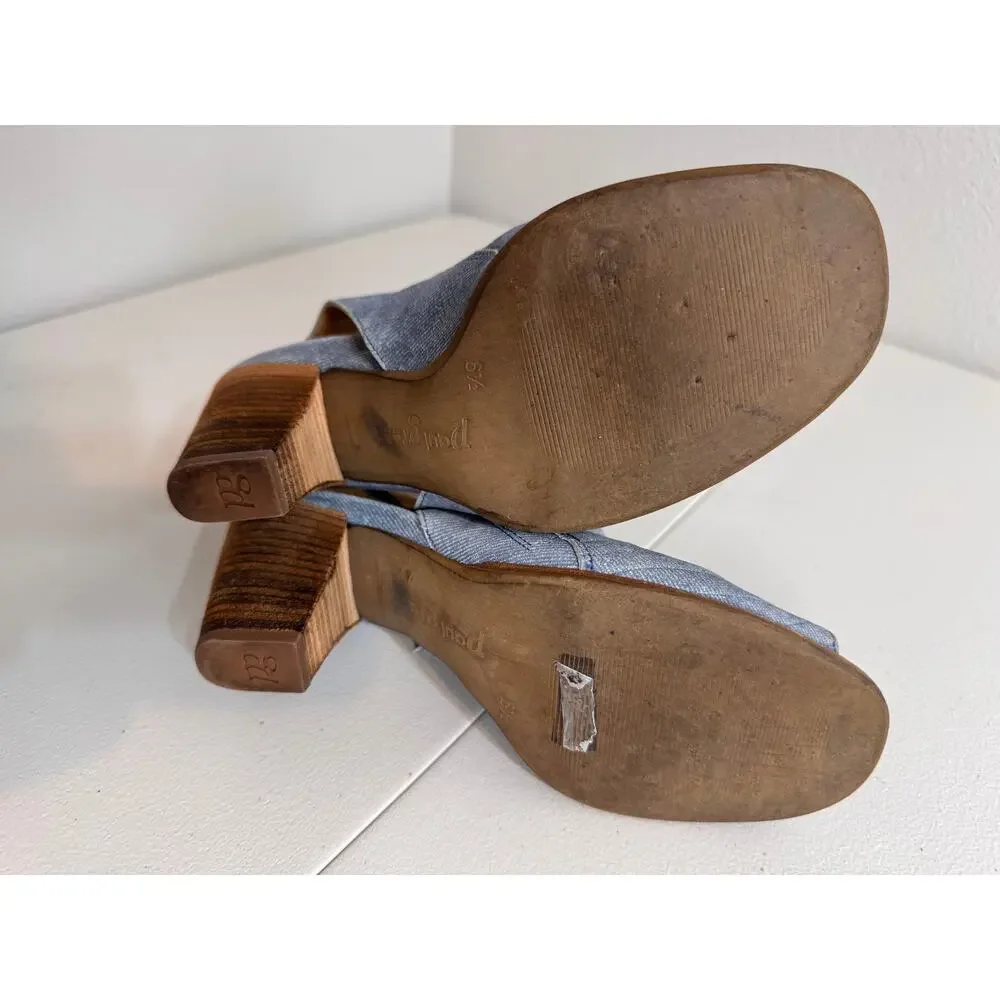 Paul Green Cayanne peep toe bootie sandals leather side zip wood 3